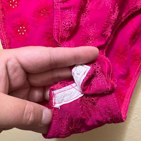 Vintage Paula Cavali Women's Pink Flower Cut Out Short Sleeve Bodysuit Medium - Picture 3 of 6